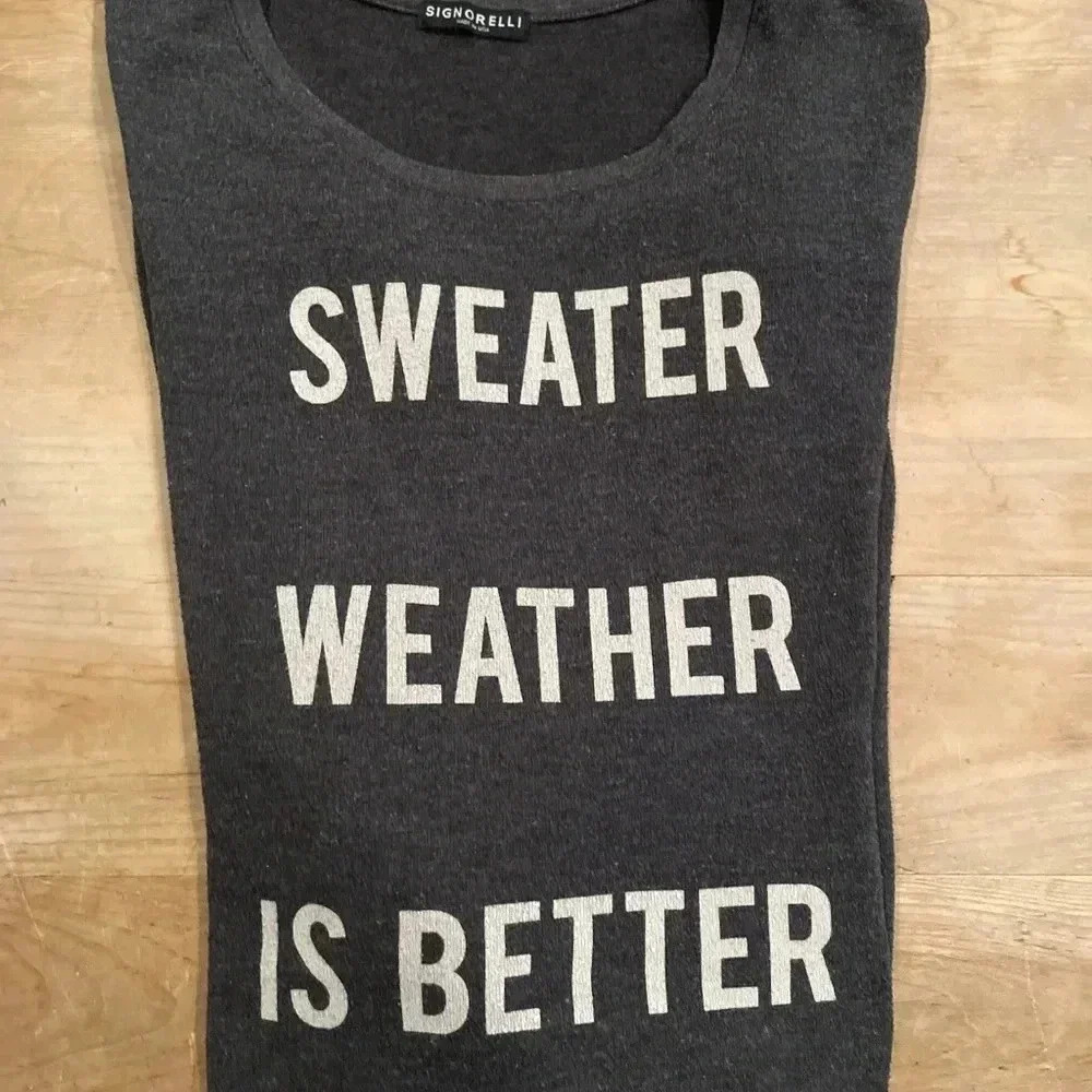 Women’s Grey White crew neck Signorelli Statement Sweater Size L